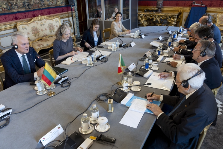 Il Presidente Sergio Mattarella nel corso dei colloqui con Gitanas Nausėda, Presidente della Repubblica di Lituania