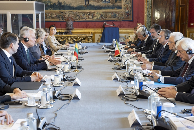 Il Presidente Sergio Mattarella nel corso dei colloqui con Gitanas Nausėda, Presidente della Repubblica di Lituania