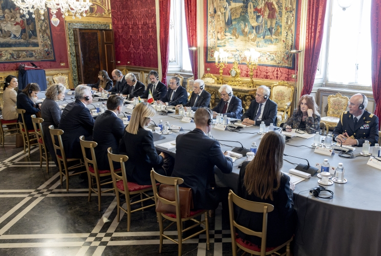 Il Presidente Sergio Mattarella nel corso dei colloqui con Gitanas Nausėda, Presidente della Repubblica di Lituania