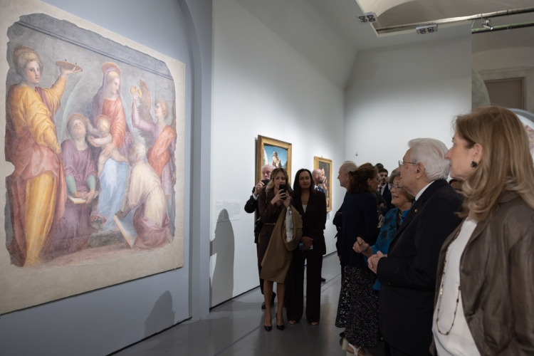 Il Presidente Sergio Mattarella alle Scuderie del Quirinale all’inaugurazione della mostra dal titolo: “Pontormo. La Maniera Italiana”  
