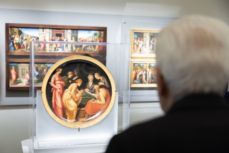 Il Presidente Sergio Mattarella alle Scuderie del Quirinale all’inaugurazione della mostra dal titolo: “Pontormo. La Maniera Italiana”  
