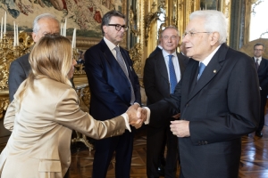 Il Presidente Sergio Mattarella in occasione della colazione con il Presidente del Consiglio dei Ministri Giorgia Meloni ed altri membri del Governo, in vista del Consiglio Europeo
