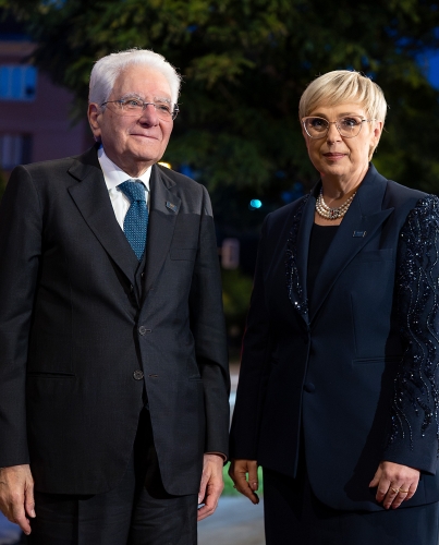 Lubiana - Il Presidente Sergio Mattarella con la Presidente della Repubblica di Slovenia, Nataša Pirc Musar, in occasione del pranzo di Stato per la XXI Riunione dei Capi di Stato del Gruppo Arraiolos