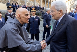 Il Presidente Mattarella visita il Chiostro della Basilica di Santa Croce, al termine dei lavori di restauro conservativo della Cappella Bardi e del ciclo pittorico murale delle Storie di San Francesco, dipinte da Giotto