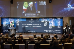 Il Presidente della Repubblica Sergio Mattarella rivolge il suo indirizzo di saluto in occasione dell'intervento all’Assemblea Pubblica della Confederazione Italiana Armatori in occasione del 125° anniversario di costituzione
