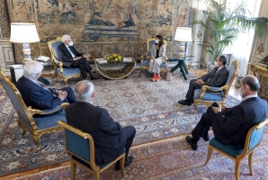Il Presidente Sergio Mattarella nel corso dell'incontro con Carlo Fuortes e Marinella Soldi, rispettivamente Amministratore Delegato e Presidente della RAI-Radiotelevisione italiana