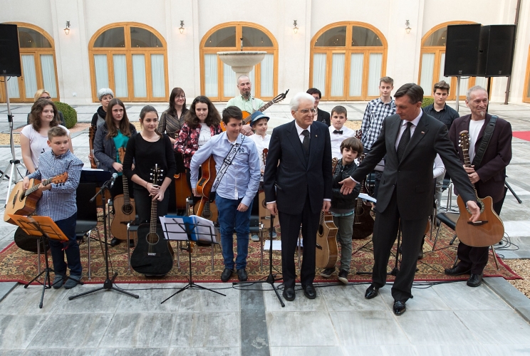 Il Presidente Sergio Mattarella e il Presidente della Repubblica di Slovenia Borut Pahor al Castello di Brdo 