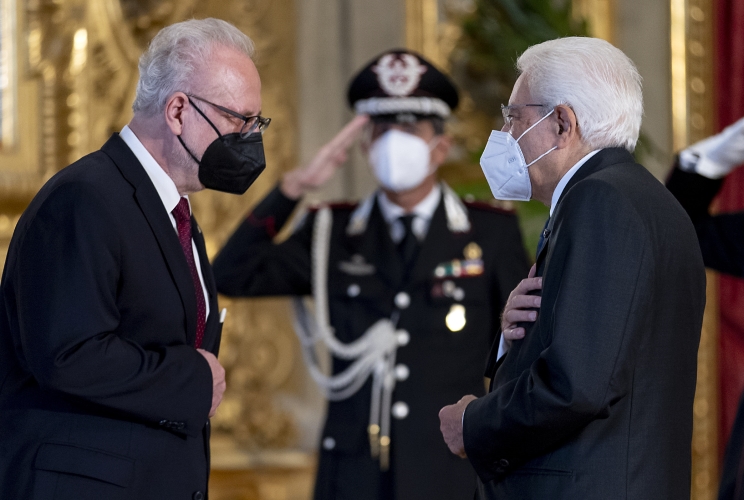 Il Presidente Sergio Mattarella con Egils Levits, Presidente della Repubblica di Lettonia, in occasione della XVI riunione del gruppo Arraiolos