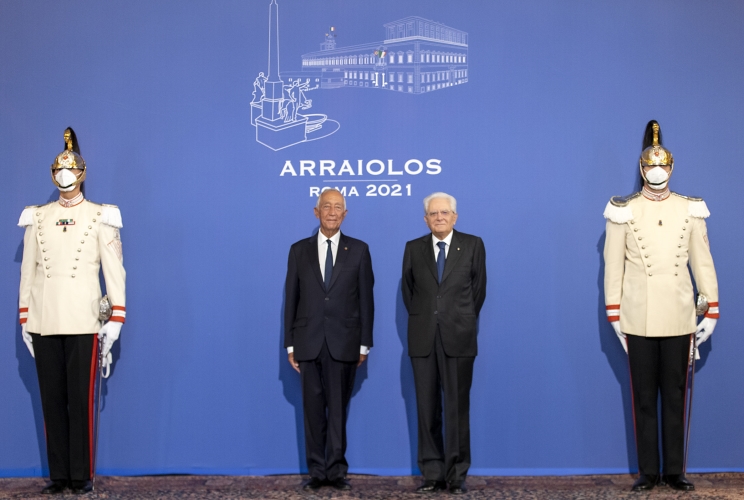 Il Presidente della Repubblica Sergio Mattarella con Marcelo Rebelo de Sousa, Presidente della Repubblica di Portogallo in occasione della XVI riunione del gruppo Arraiolos 