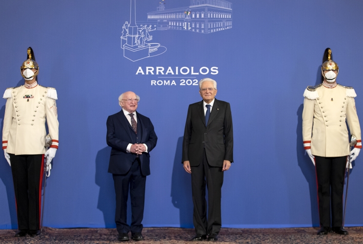 Il Presidente della Repubblica Sergio Mattarella con Michael D. Higgins, Presidente della Repubblica di Irlanda, in occasione della XVI riunione del gruppo Arraiolos