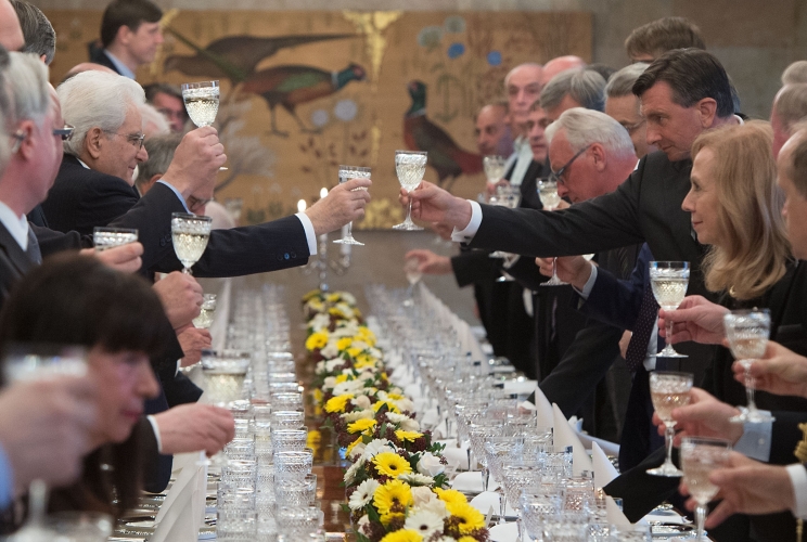 Il Presidente Sergio Mattarella e il Presidente della Repubblica di Slovenia Borut Pahor al Castello di Brdo 