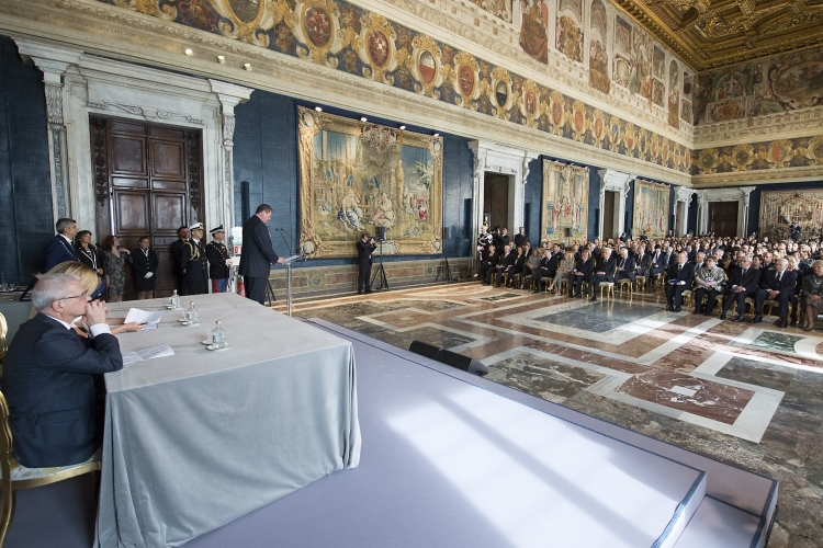 Il Presidente Sergio Mattarella durante la celebrazione della Giornata Nazionale per la Ricerca sul Cancro.
