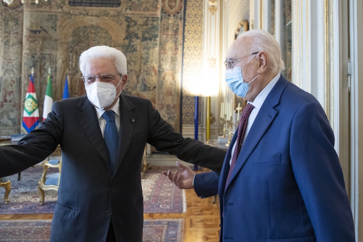Il Presidente della Repubblica, Sergio Mattarella, riceve Pippo Baudo 