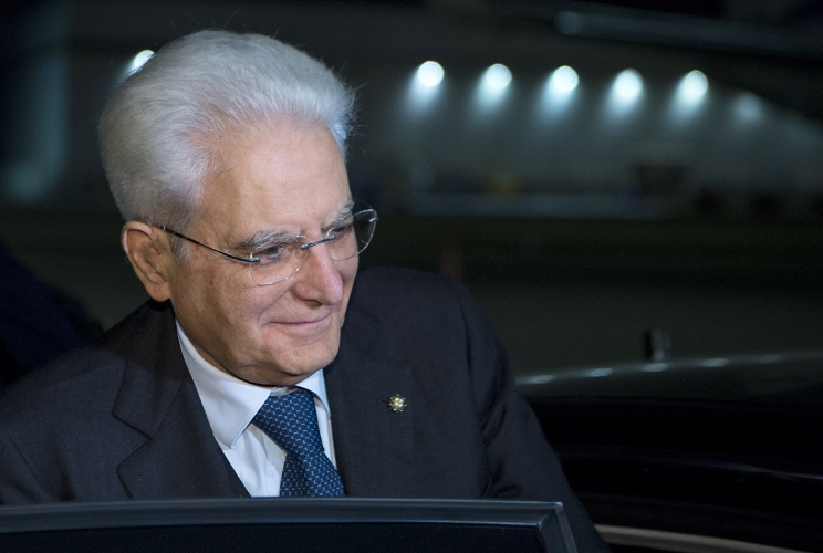 Il Presidente Sergio Mattarella al suo arrivo 