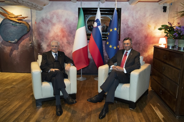 Il Presidente della Repubblica, Sergio Mattarella con Borut Pahor Presidente della Repubblica di Slovenia, durante i colloqui 
