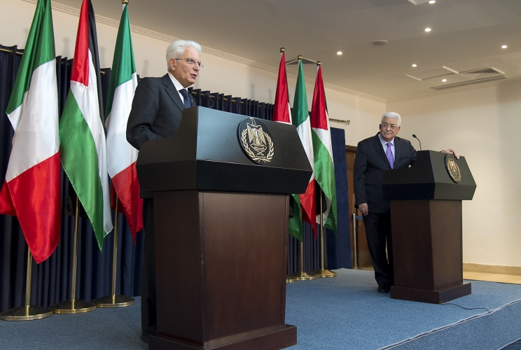 Il Presidente Sergio Mattarella con il Presidente della Palestina, Mahmoud Abbas 