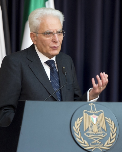 Il Presidente Sergio Mattarella con il Presidente della Palestina