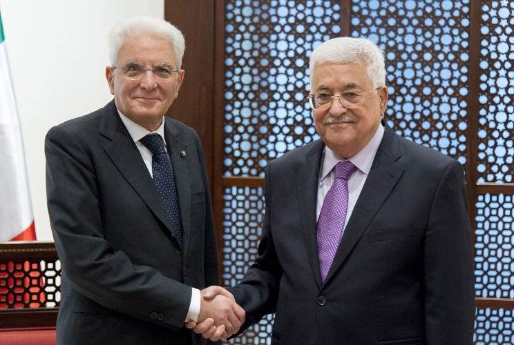 Il Presidente Sergio Mattarella con il Presidente della Palestina, Mahmoud Abbas