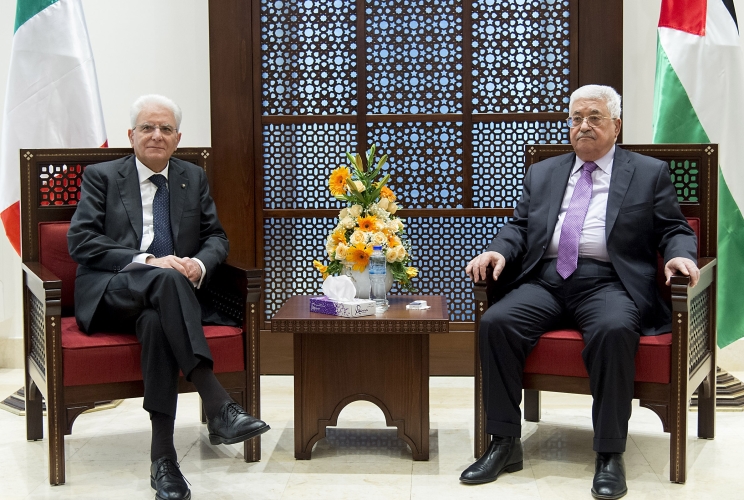 Il Presidente Sergio Mattarella con il Presidente della Palestina, Mahmoud Abbas