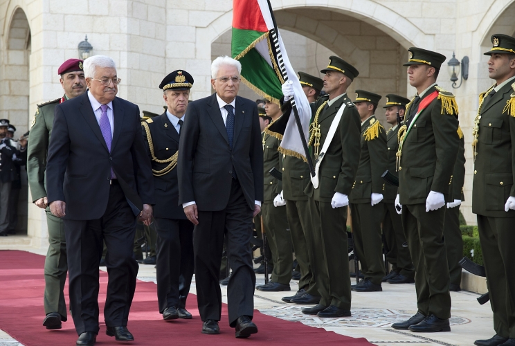 Il Presidente Sergio Mattarella con il Presidente della Palestina, Mahmoud Abbas