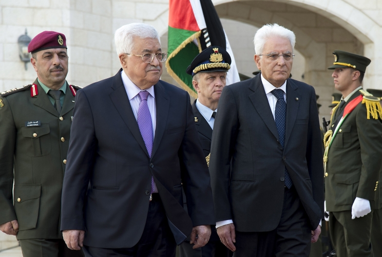 Il Presidente Sergio Mattarella con il Presidente della Palestina, Mahmoud Abbas