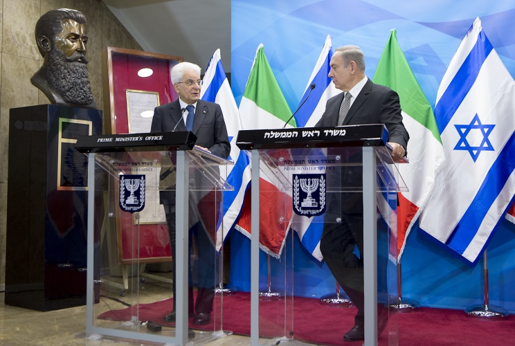 Il Presidente Sergio Mattarella con il Primo Ministro dello Stato d'Israele, Benjamin Netanyahu