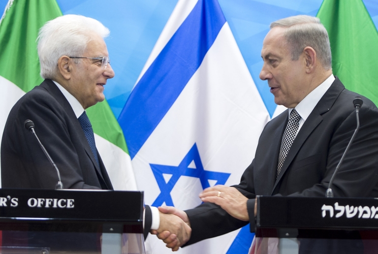 Il Presidente Sergio Mattarella con il Primo Ministro dello Stato d'Israele, Benjamin Netanyahu 