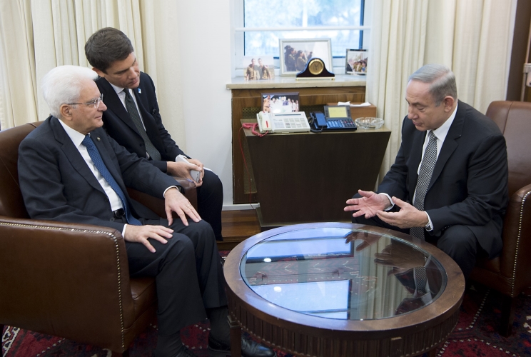 Il Presidente Sergio Mattarella con il Primo Ministro dello Stato d'Israele, Benjamin Netanyahu 
