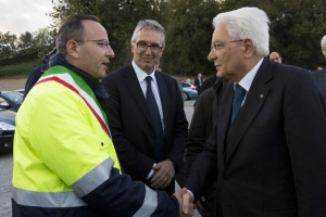 Il Presidente Sergio Mattarella con il Sindaco di Camerino, Gianluca Pasqui visita le zone terremotate 