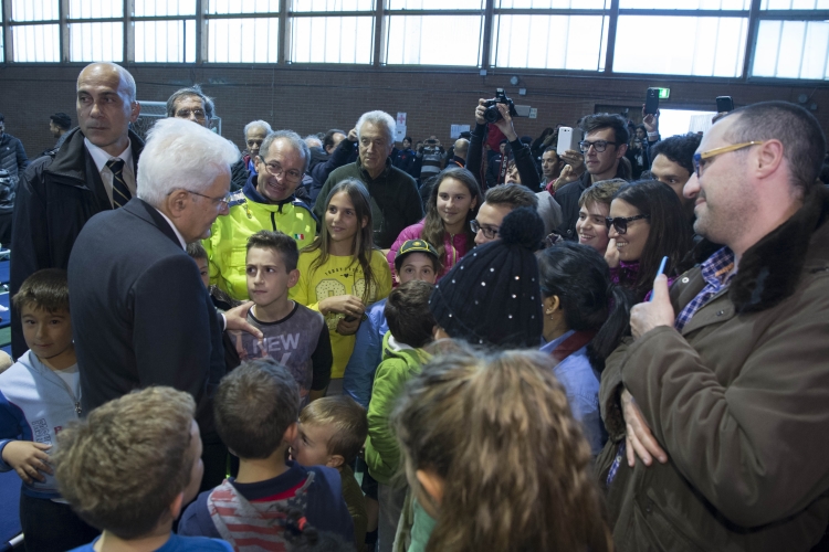 Il Presidente Sergio Mattarella incontra a Camerino la popolazione colpita dal sisma