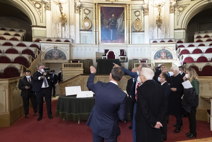 Il Presidente Mattarella  visita l' Aula della Camera dei Deputati del Parlamento Subalpino