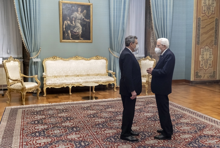 Il Presidente Sergio Mattarella con il Presidente del Consiglio Mario Draghi