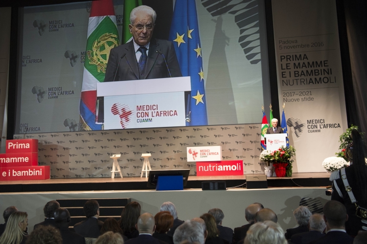 Il Presidente della Repubblica Sergio Mattarella al convegno dei "Medici con l'Africa - CUAMM"