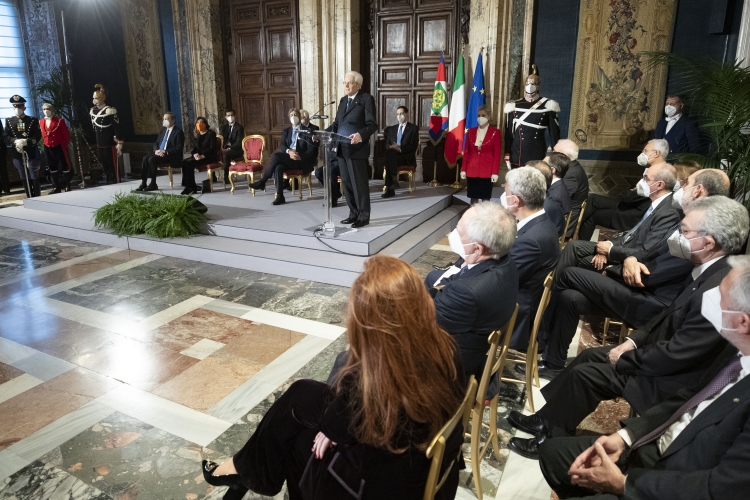 Il Presidente della Repubblica Sergio Mattarella nel corso del suo intervento in occasione della cerimonia di insediamento

