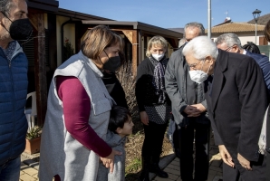  Il Presidente Sergio Mattarella visita le unità abitative in emergenza, in occasione della visita a  Norcia