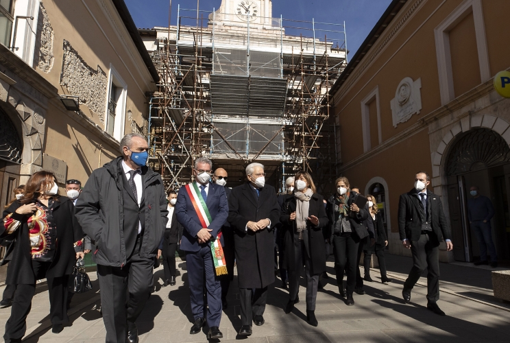  Il Presidente Sergio Mattarella nel corso della visita a Norcia