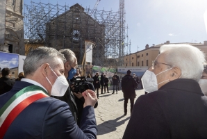  Il Presidente Sergio Mattarella visita i lavori di ricostruzione della Basilica di Norcia