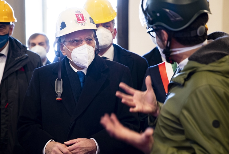  Il Presidente Sergio Mattarella visita i lavori di ricostruzione della Basilica di Norcia