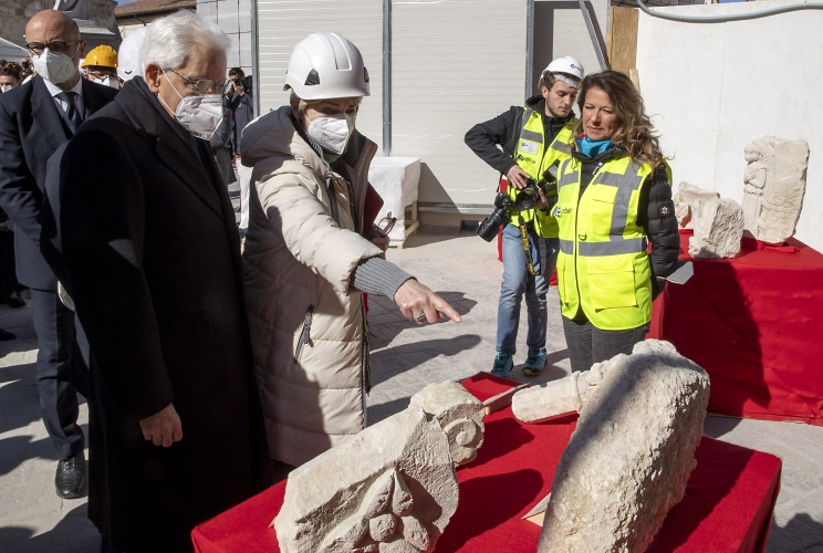  Il Presidente Sergio Mattarella visita i lavori di ricostruzione della Basilica di Norcia
