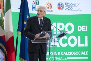Il Presidente della Repubblica Sergio Mattarella in occasione della cerimonia di inaugurazione del nuovo "Campo dei Miracoli" a Corviale 