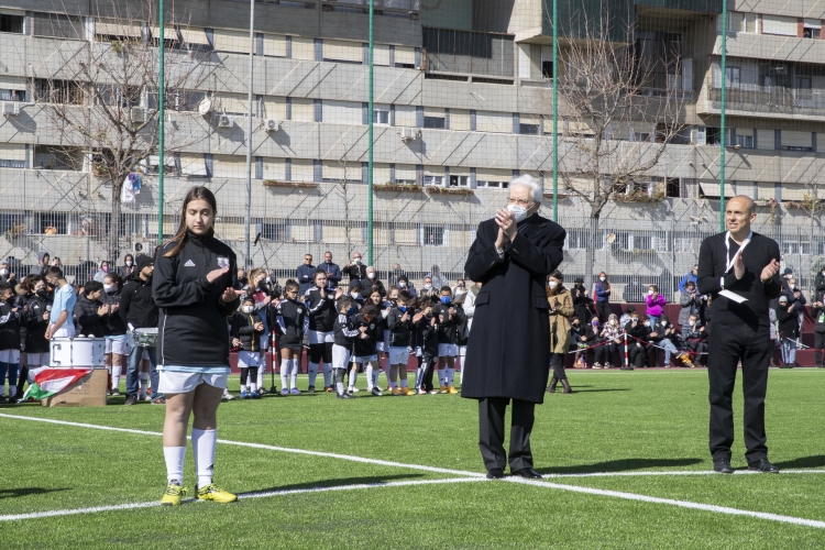Il Presidente della Repubblica Sergio Mattarella in occasione dell’inaugurazione del "Campo dei Miracoli", nuovo campo di calcio a 11 all’interno del Centro Sportivo Valentina Venanzi

