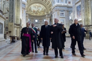 Il Presidente Sergio Mattarella nel corso della visita alla Basilica Concattedrale di Sant’Andrea in Mantova