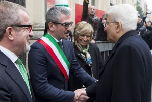 Il Presidente Sergio Mattarella con il Sindaco di Padova Mattia Palazzi e il Presidente della Regione Lombardia Roberto Maroni