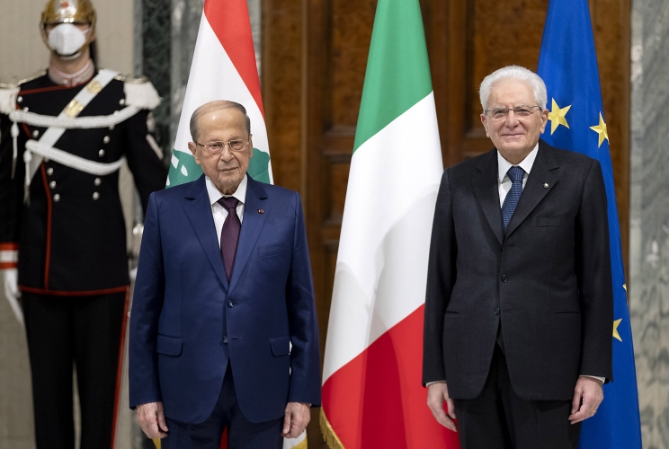 Roma - Il Presidente della Repubblica Sergio Mattarella con il Presidente della Repubblica Libanese, S.E. il Generale Michel Aoun
