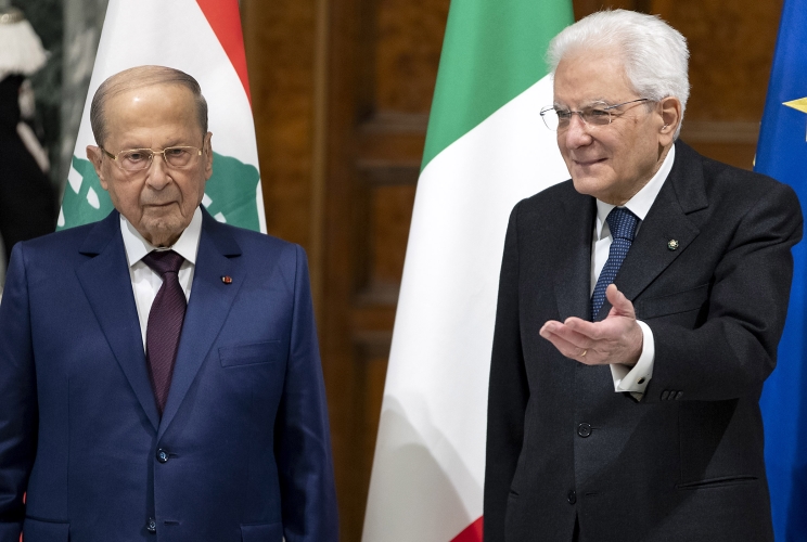 Roma - Il Presidente della Repubblica Sergio Mattarella con il Presidente della Repubblica Libanese, S.E. il Generale Michel Aoun
