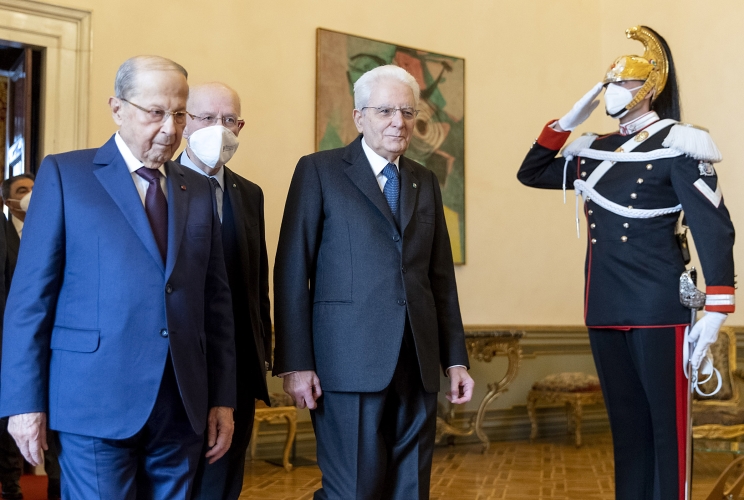 Roma - Il Presidente della Repubblica Sergio Mattarella con il Presidente della Repubblica Libanese, S.E. il Generale Michel Aoun
