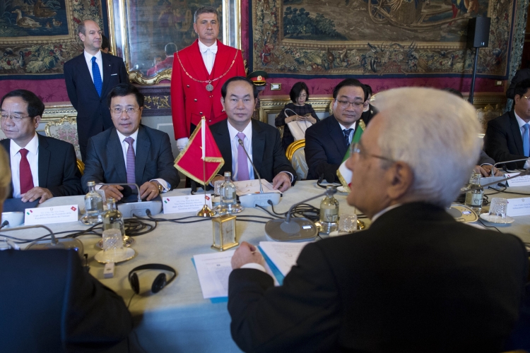 Il Presidente della Repubblica Sergio Mattarella e il Presidente della Repubblica Socialista del Vietnam 