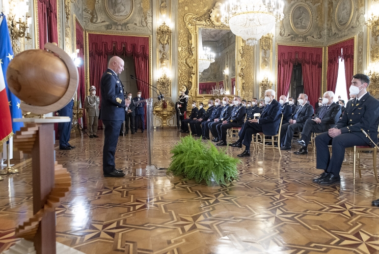 Il Gen. S.A. Luca Goretti, Capo di Stato Maggiore dell’Aeronautica Militare, rivolge il suo indirizzo di saluto al Presidente Sergio Mattarella, in occasione del 99° anniversario di fondazione