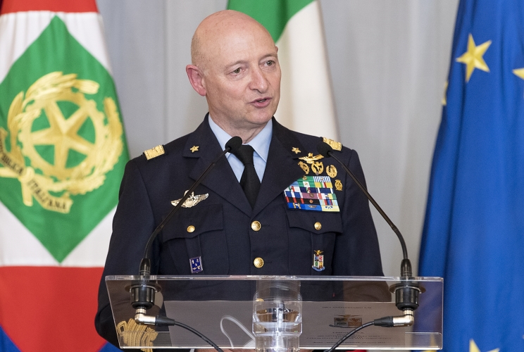 Il Gen. S.A. Luca Goretti, Capo di Stato Maggiore dell’Aeronautica Militare, rivolge il suo indirizzo di saluto al Presidente Sergio Mattarella, in occasione del 99° anniversario di fondazione