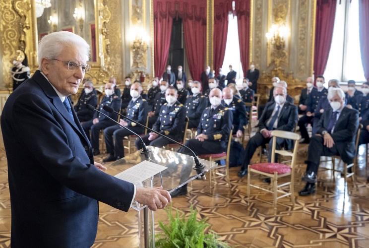 Il Presidente Sergio Mattarella nel corso dell'incontro con una rappresentanza dell’Aeronautica Militare, in occasione del 99° anniversario di fondazione